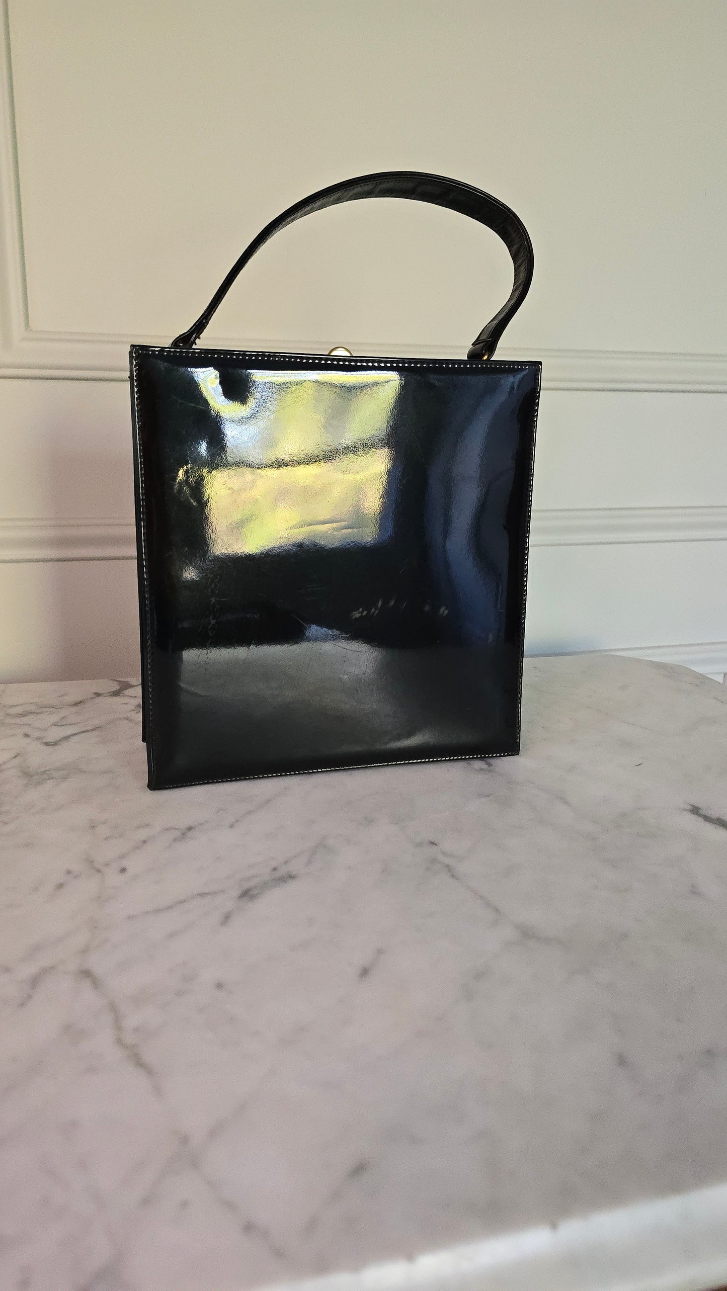 Vintage Black Handbag with Tie Detail