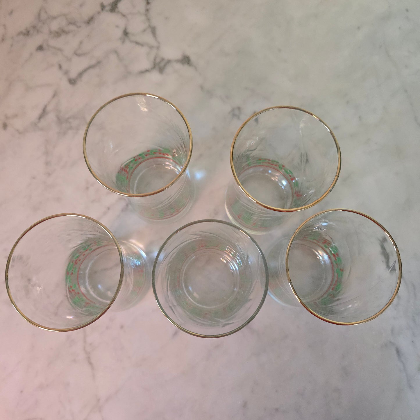 Set of 5 - Vintage Holiday Glasses