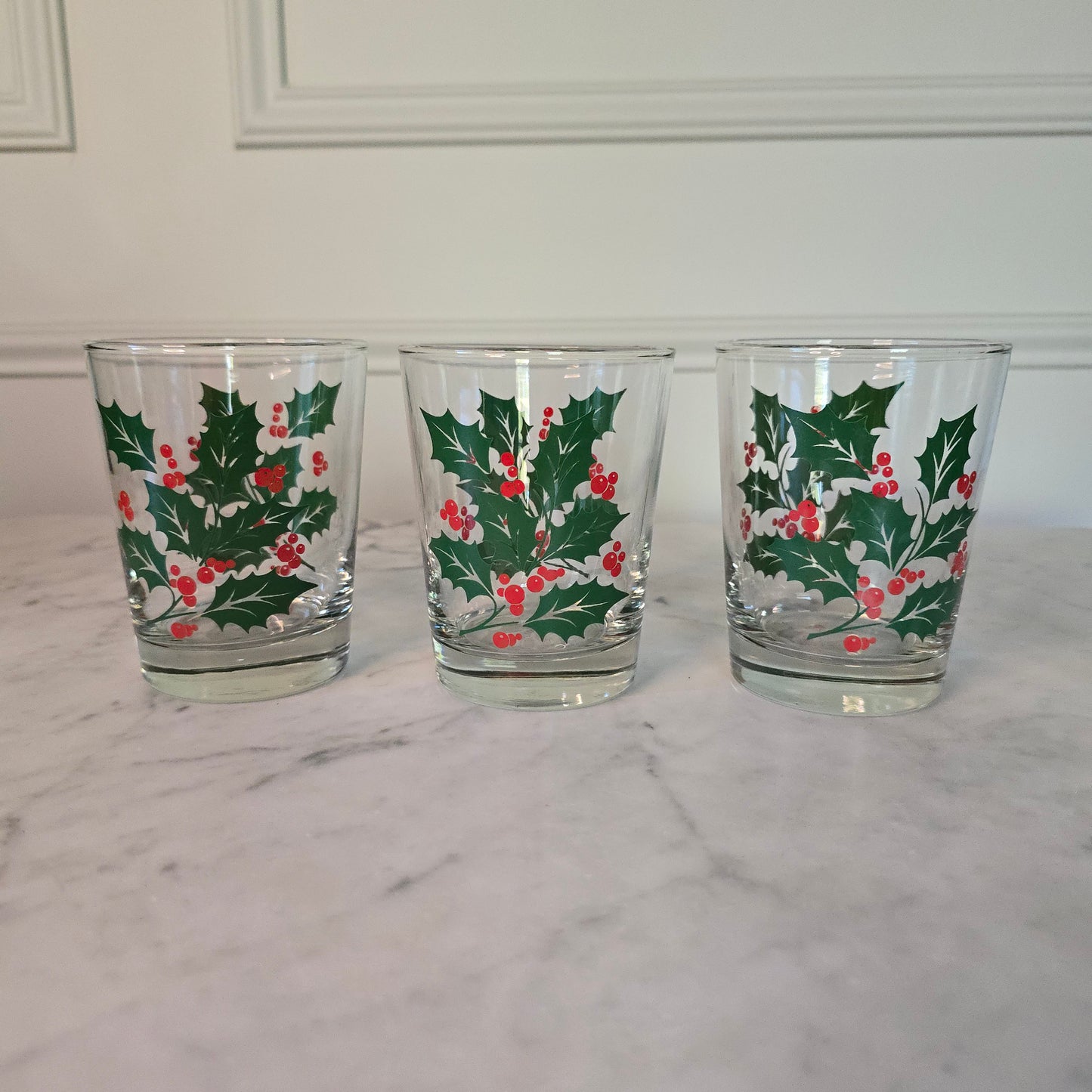 Set of 3 - Vintage Holiday Glasses