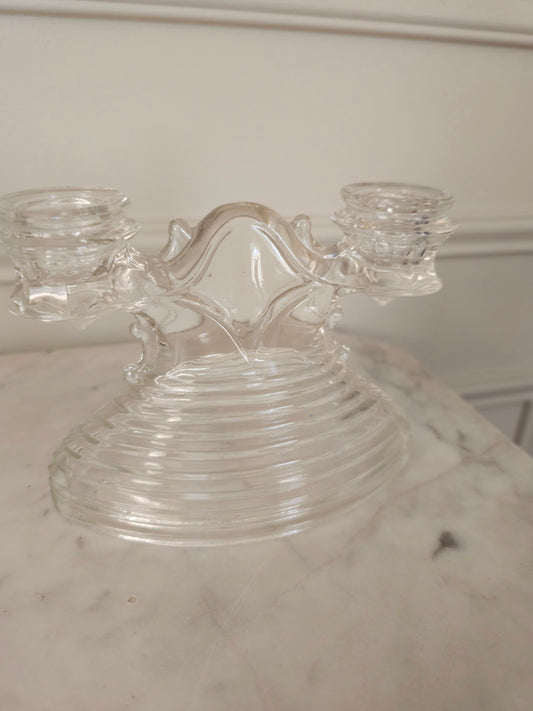 Vintage LE Smith Double Arm Glass Candle Holder