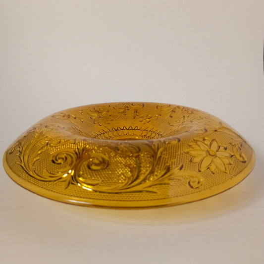 Vintage Amber Sandwich Glass Console Bowl