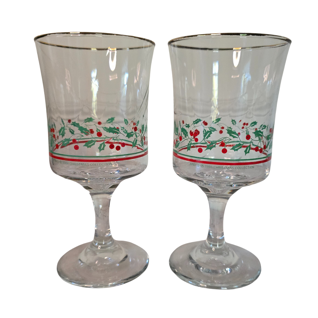 Set of 2 - Vintage Holiday Goblets