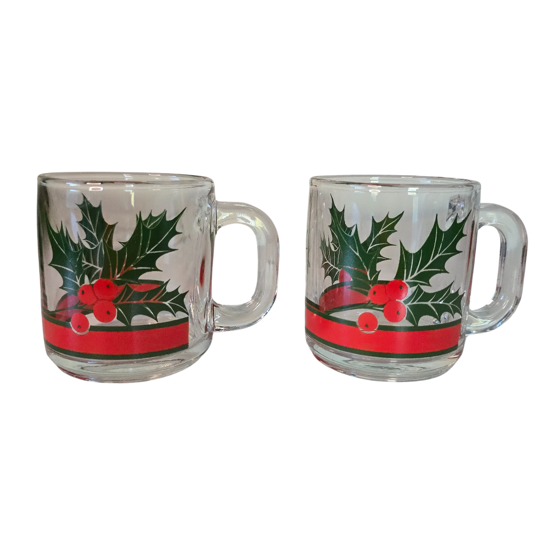 Set of 2 - Vintage Holiday Mugs