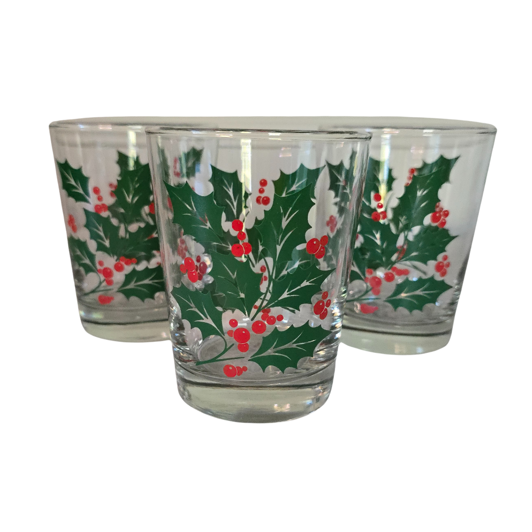 Set of 3 - Vintage Holiday Glasses