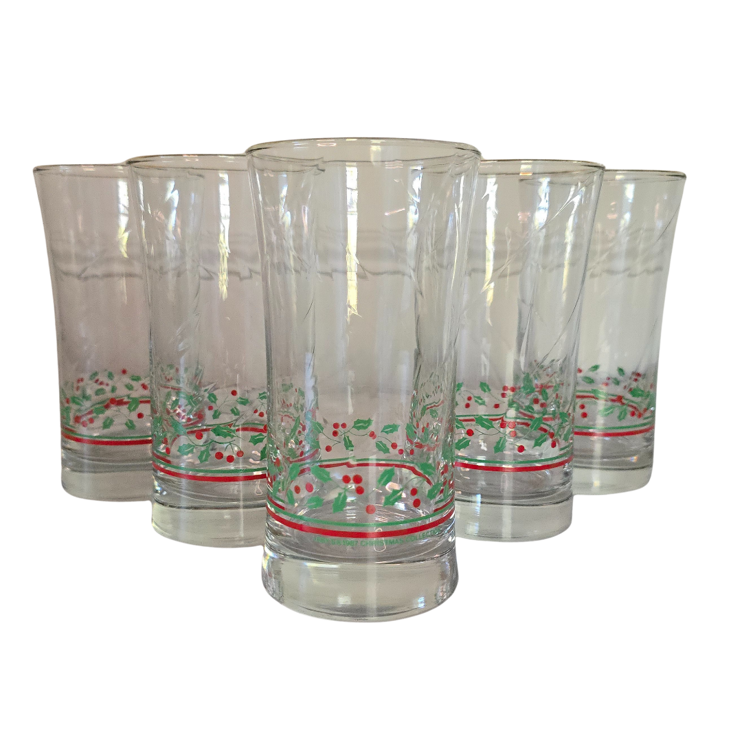 Set of 5 - Vintage Holiday Glasses