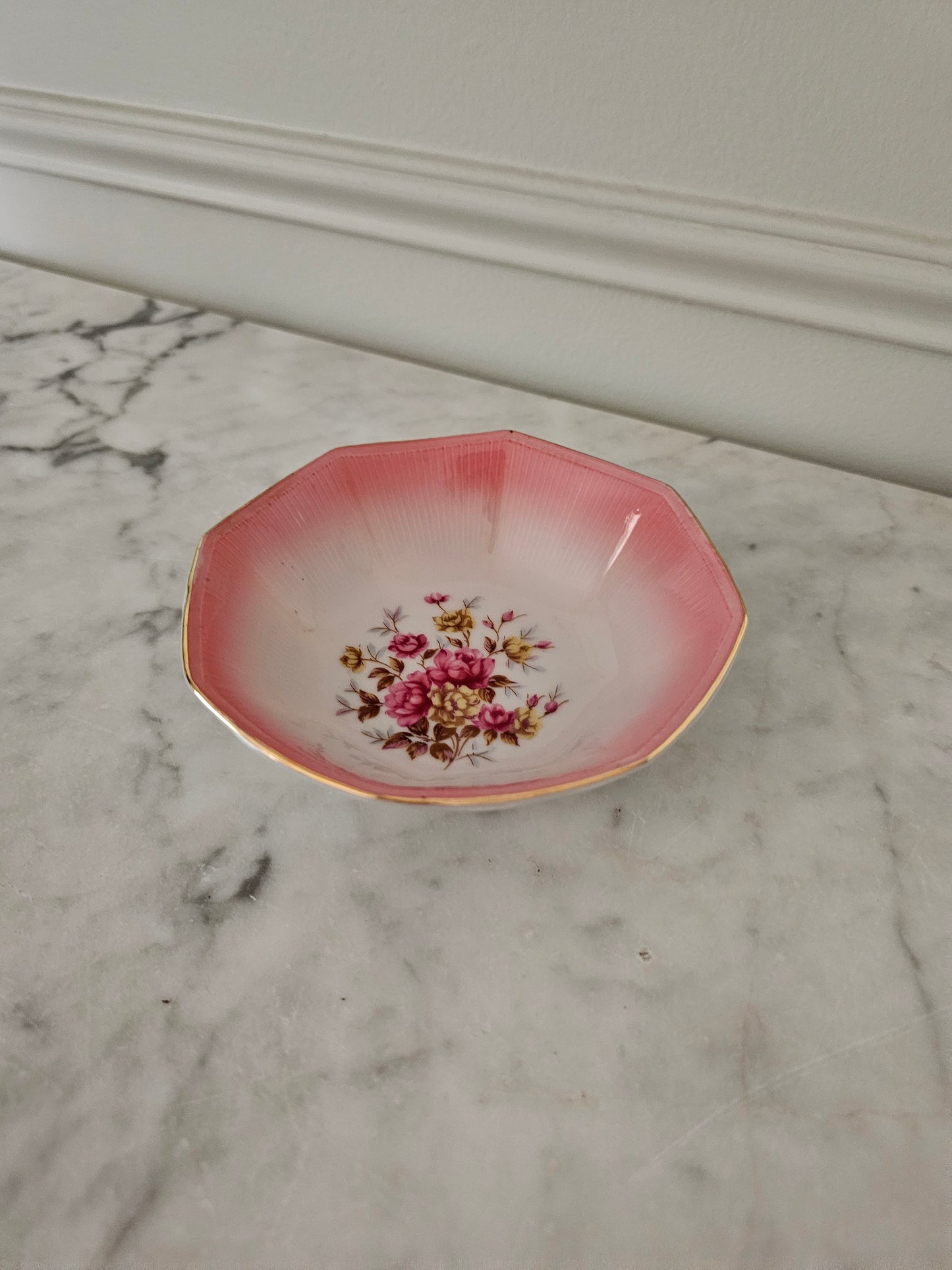 Vintage Pink Painted Trinket Dish